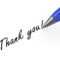 0914 Thank You Note With Blue Pen On White Background Stock For Powerpoint Thank You Card Template