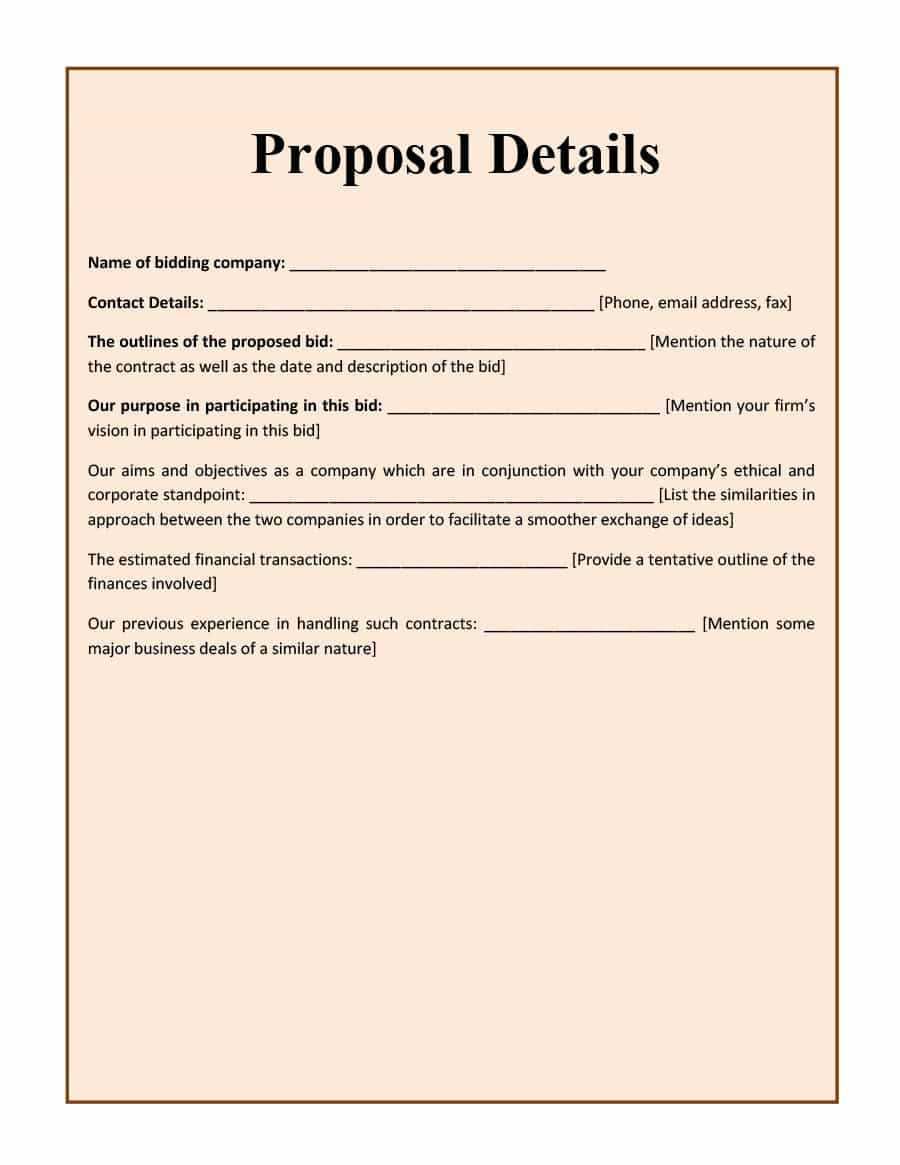 10+ Bid Proposal Templates Free Download!! | Templates Study Inside Auction Bid Cards Template