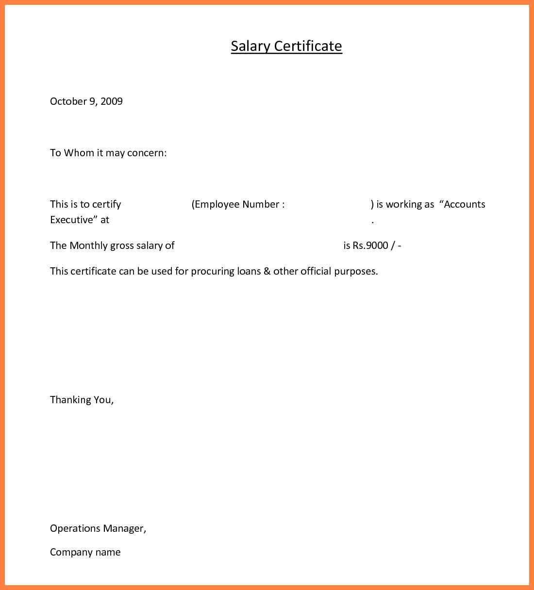 10+ Salary Certificate Templates For Employer – Pdf, Doc Regarding Employee Certificate Of Service Template