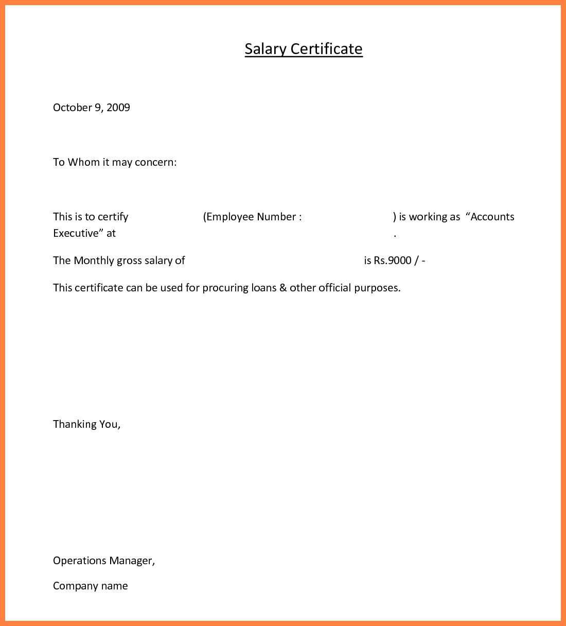 10+ Salary Certificate Templates For Employer – Pdf, Doc With Australian Doctors Certificate Template