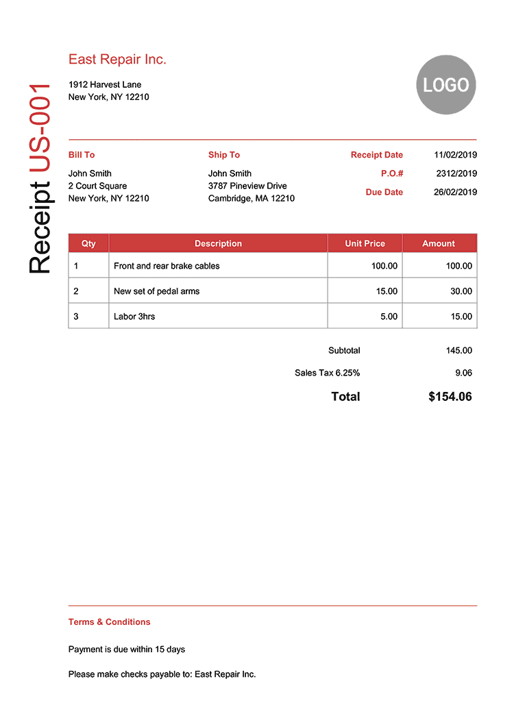 100 Free Receipt Templates | Print & Email Receipts As Pdf Throughout Credit Card Receipt Template