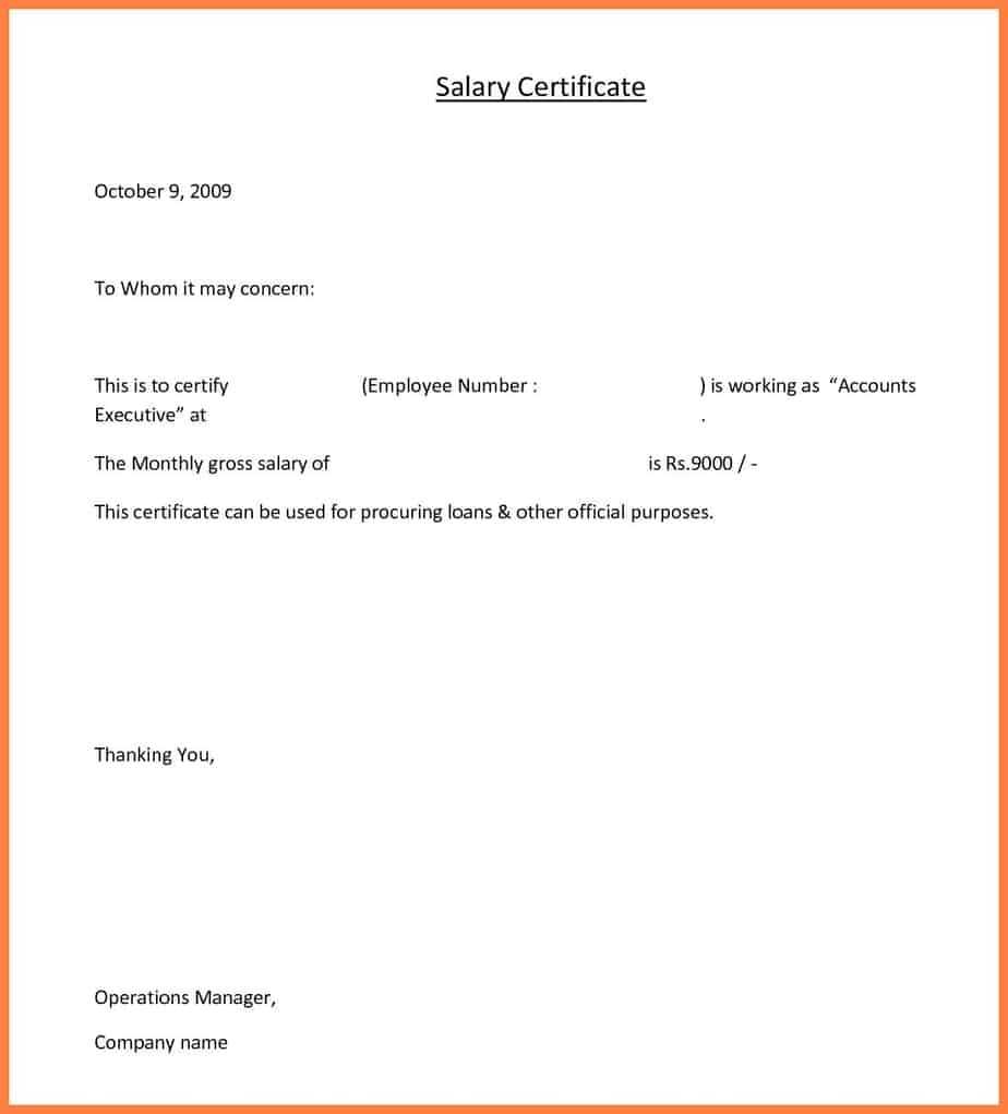 11+ Free Salary Certificate Templates – Word Excel Templates Intended For Template Of Certificate Of Employment
