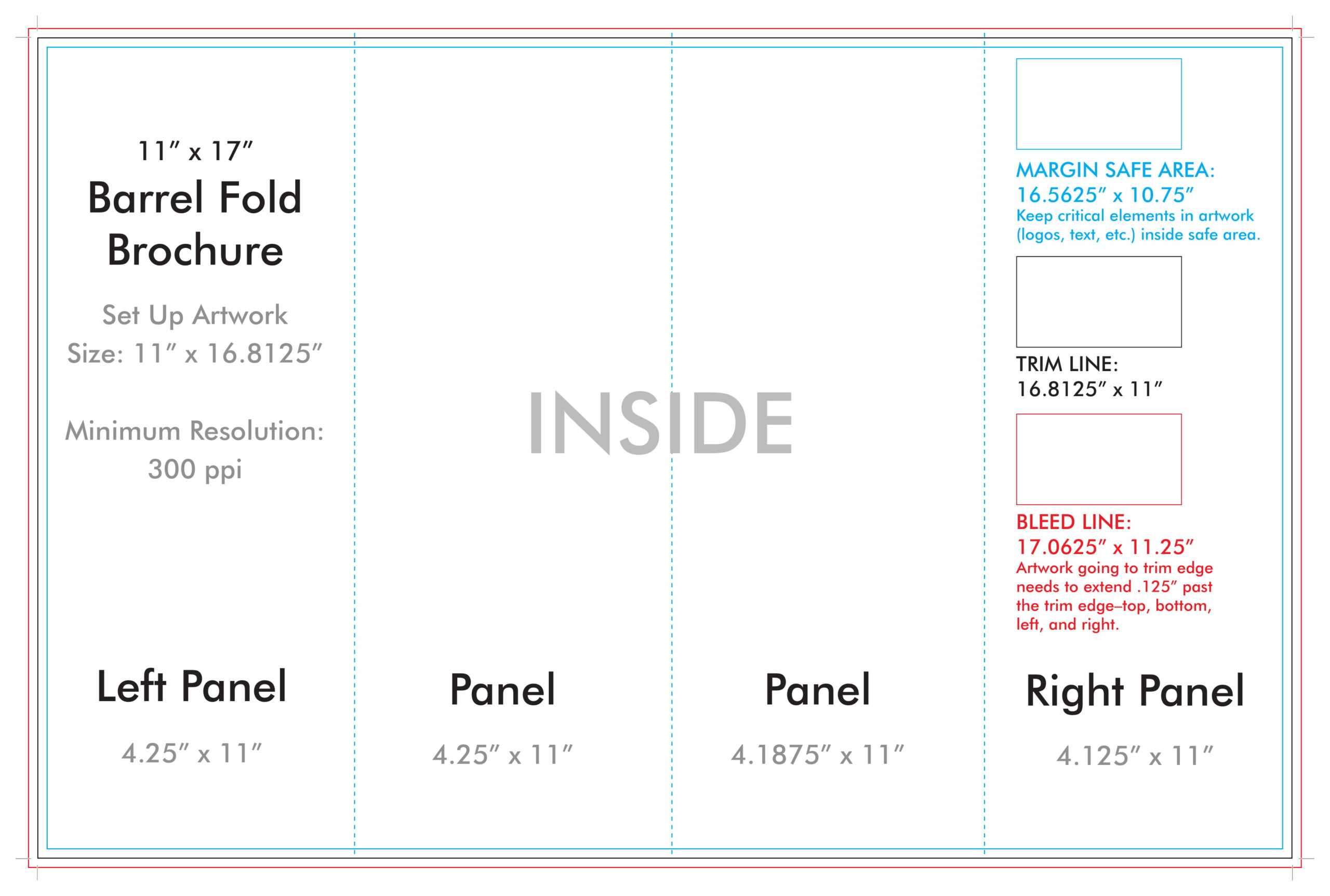 11" X 17" Barrel Fold Brochure Template – U.s. Press With Regard To Brochure Folding Templates