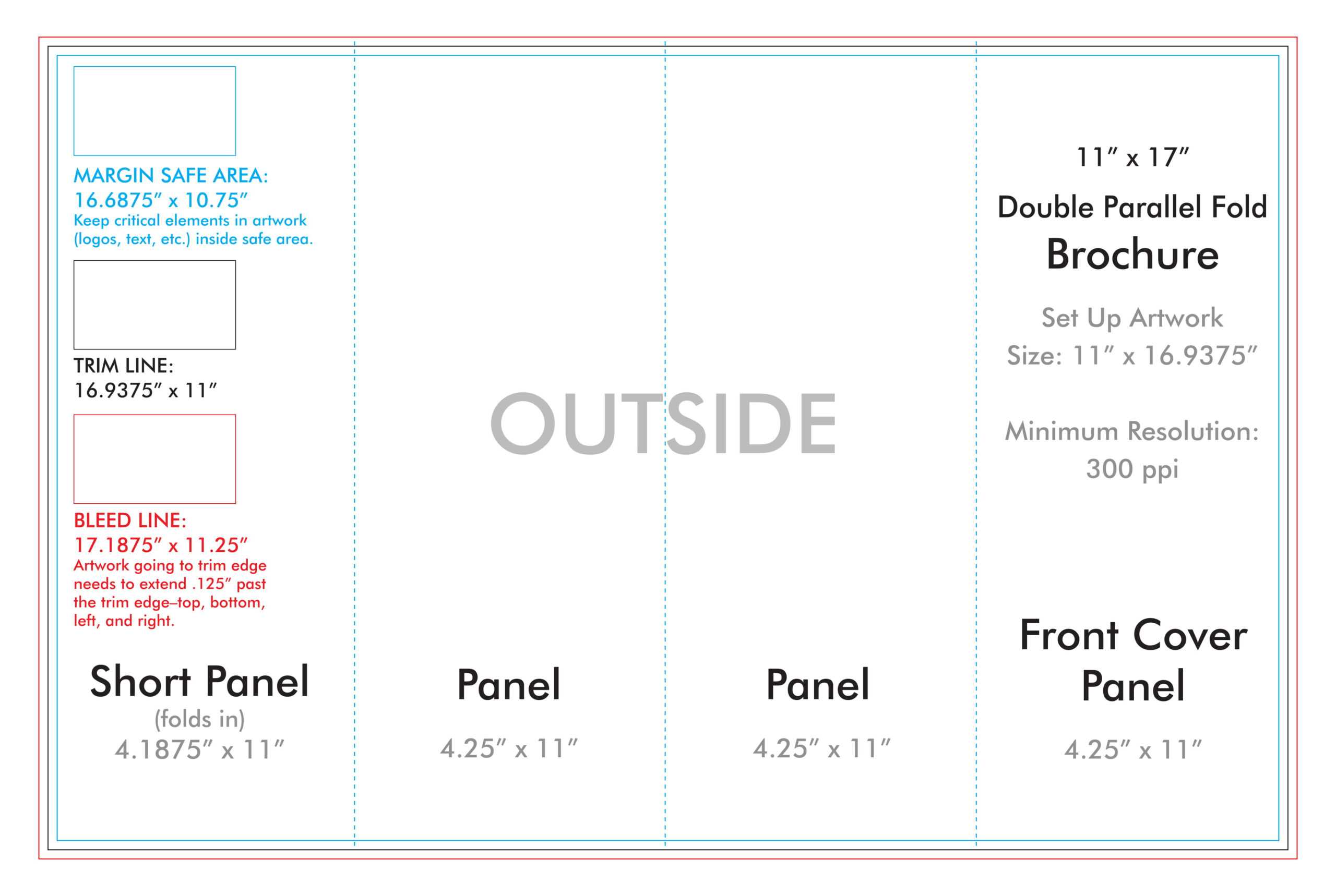 11" X 17" Double Parallel Brochure Template – U.s. Press With Regard To 4 Panel Brochure Template