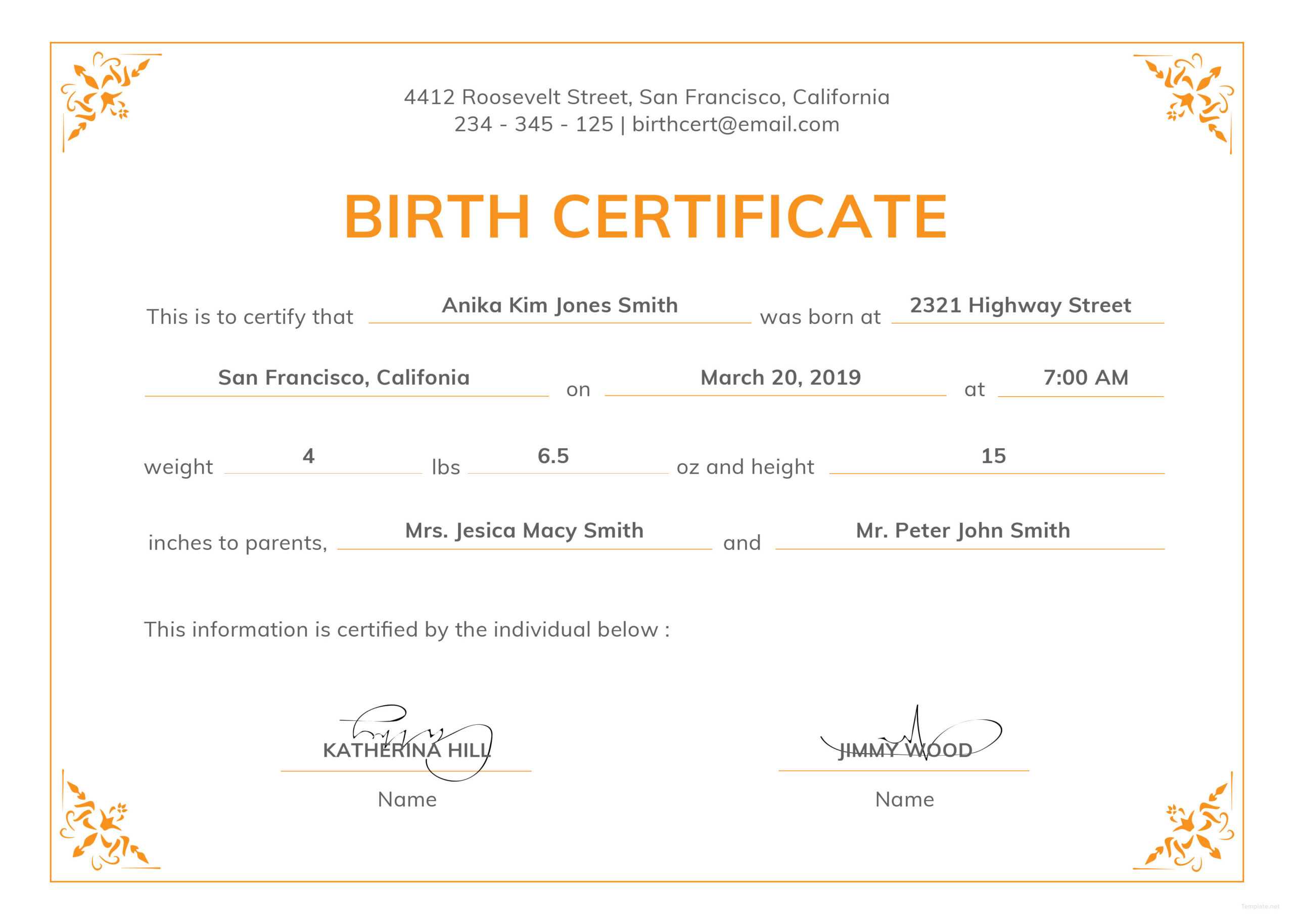 12 Birth Certificate Template | Radaircars Throughout Official Birth Certificate Template