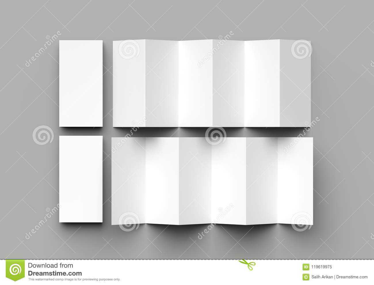 12 Page Leaflet, 6 Panel Accordion Fold - Z Fold Vertical Inside 6 Panel Brochure Template