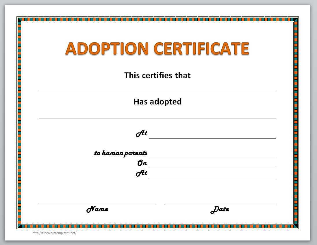13 Free Certificate Templates For Word » Officetemplate With Child Adoption Certificate Template