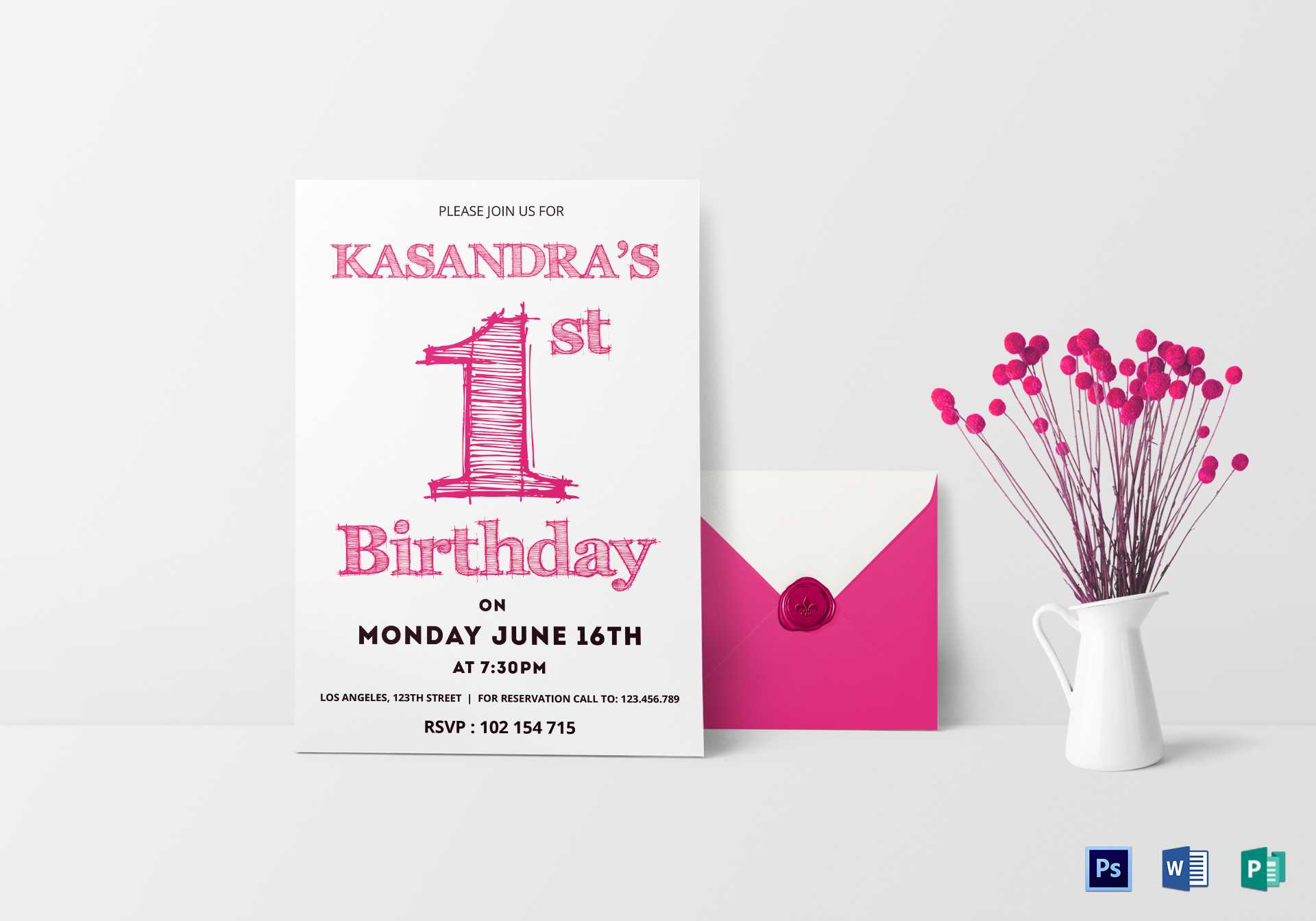 1St Birthday Party Invitation Card Template Throughout Birthday Card Publisher Template