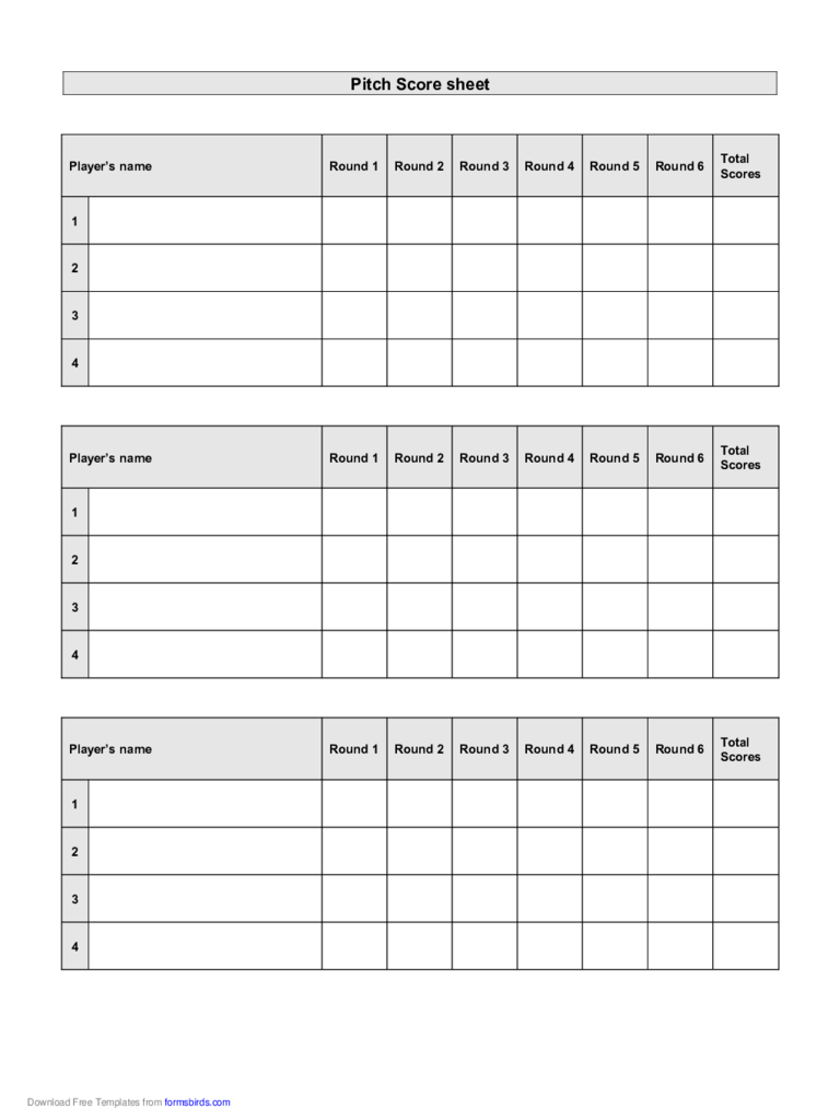 2020 Score Sheet – Fillable, Printable Pdf & Forms | Handypdf In Bridge Score Card Template