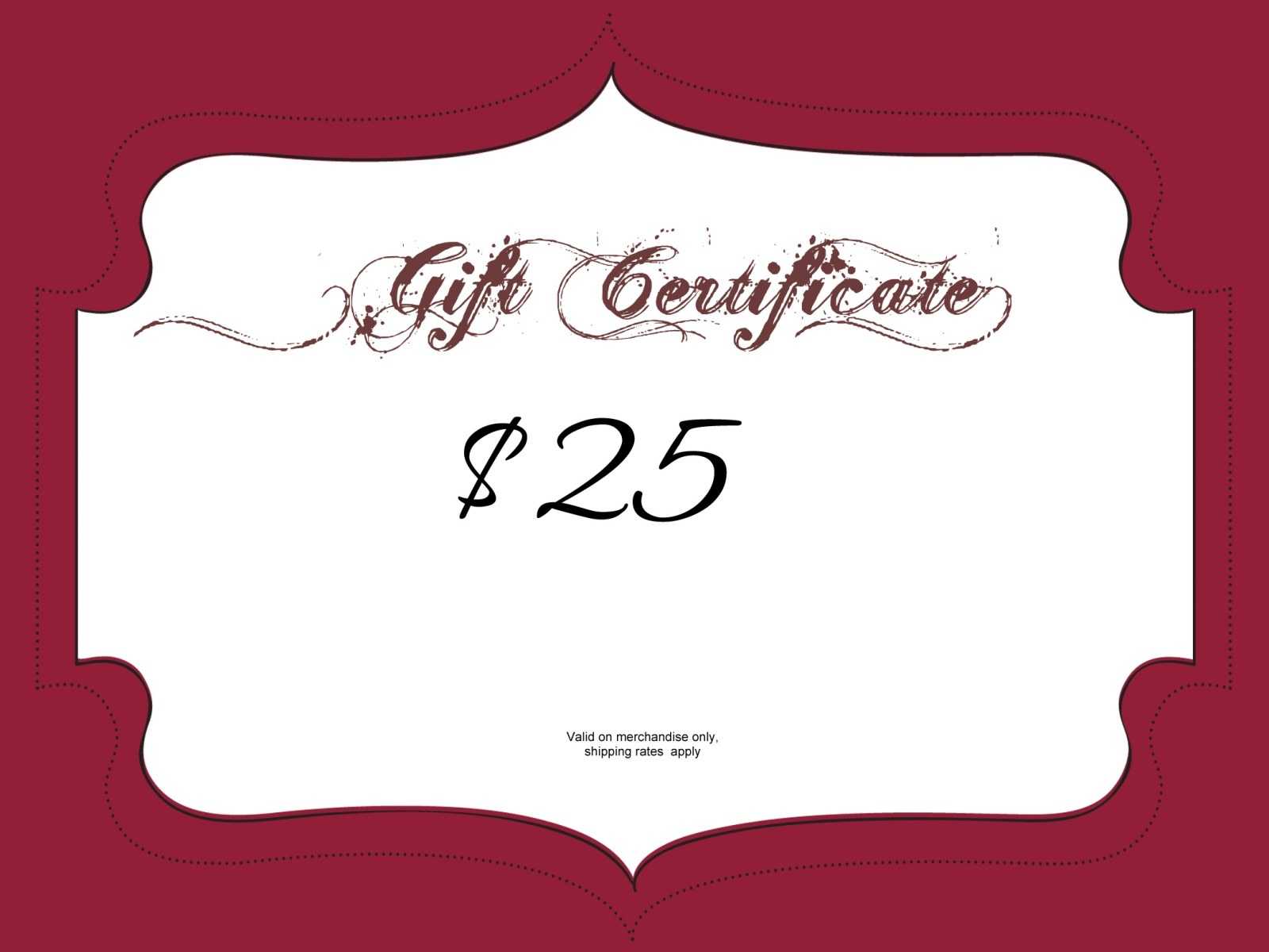 $25 Gift Certificate Template | Certificatetemplategift Throughout Mary Kay Gift Certificate Template