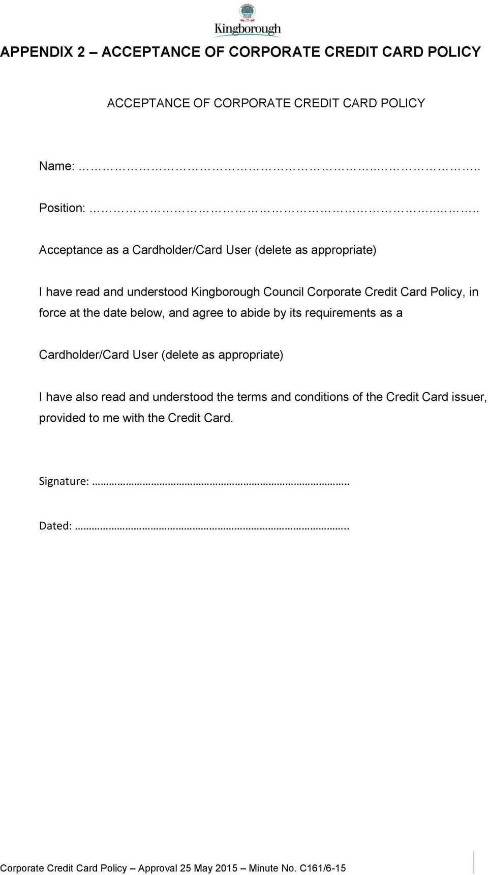 28+ [ Corporate Credit Card Policy Template ] | Corporate For Company Credit Card Policy Template