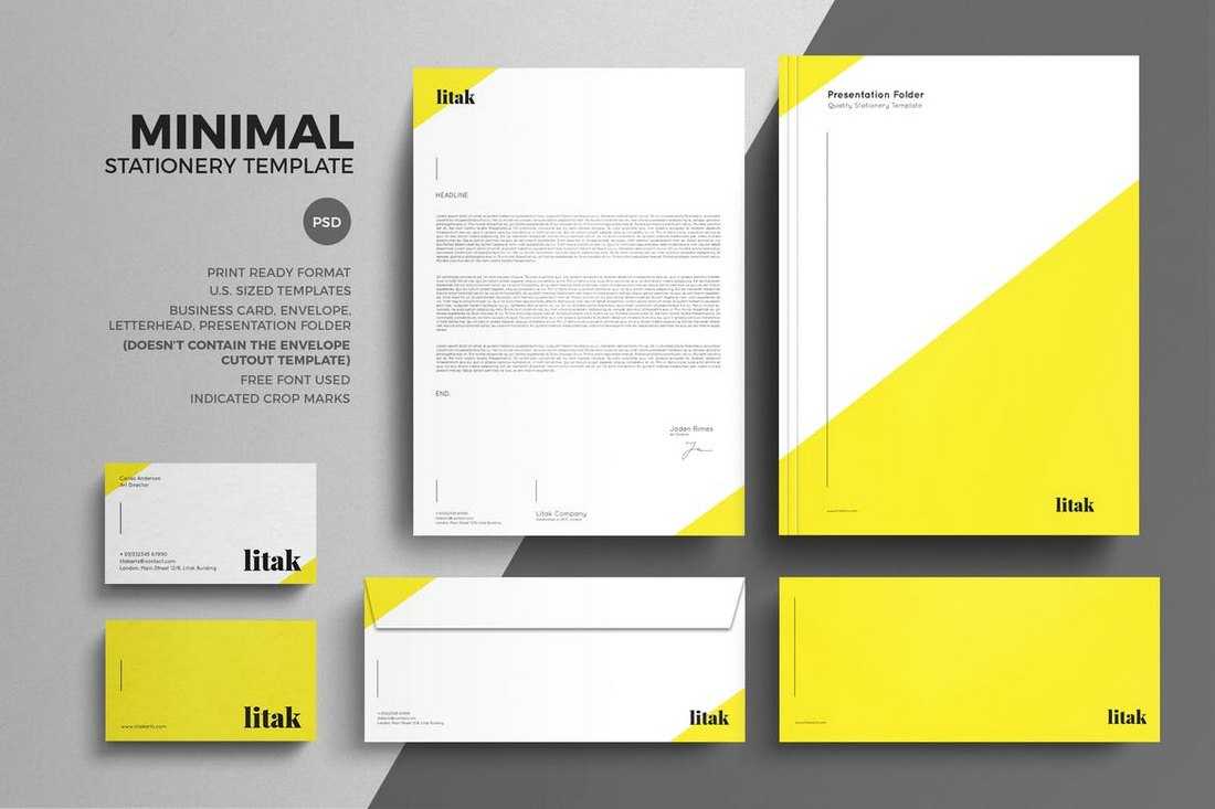 30+ Best Modern Stationery Templates – Creative Touchs Within Business Card Letterhead Envelope Template