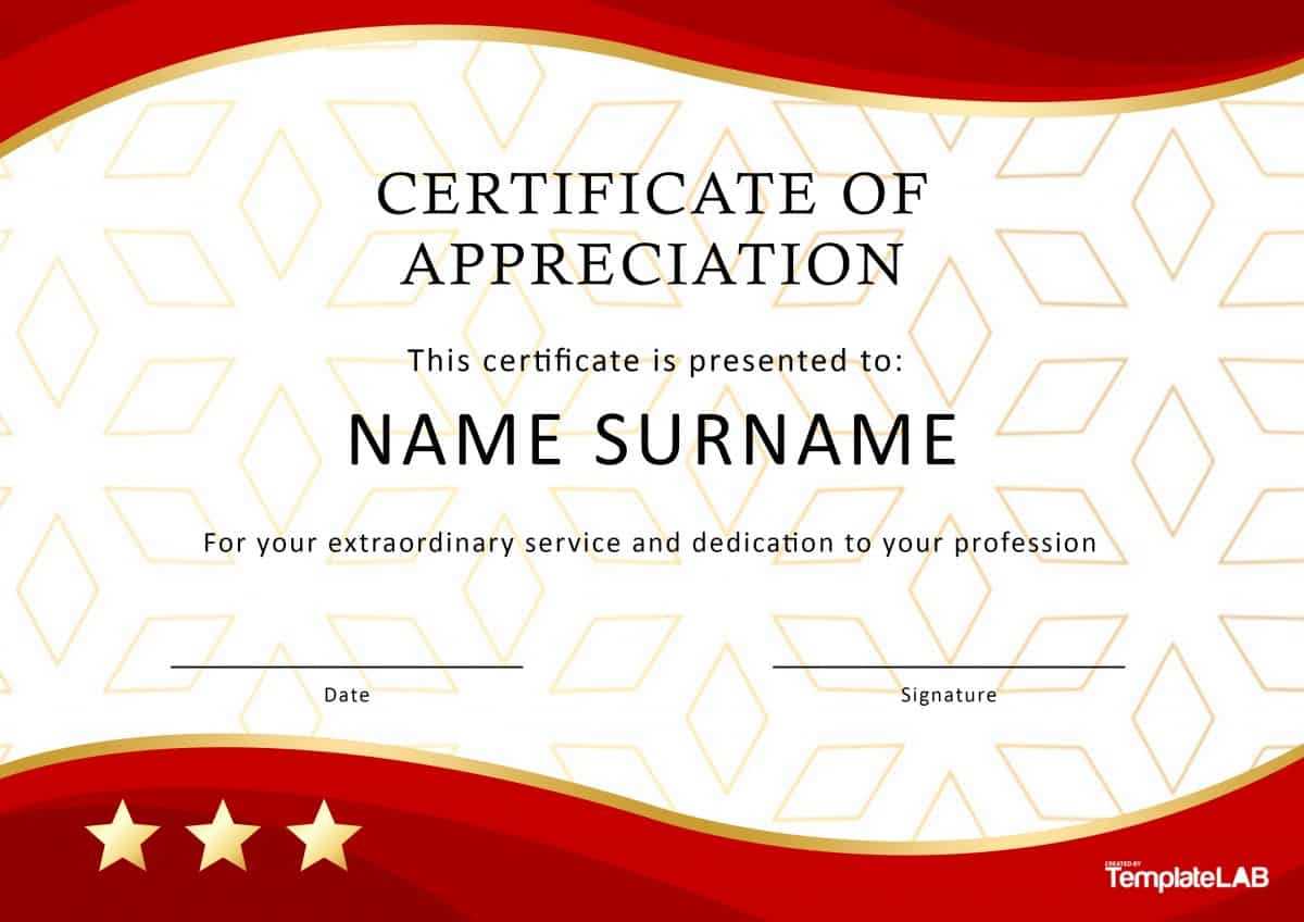 30 Free Certificate Of Appreciation Templates And Letters For Certificate Of Service Template Free