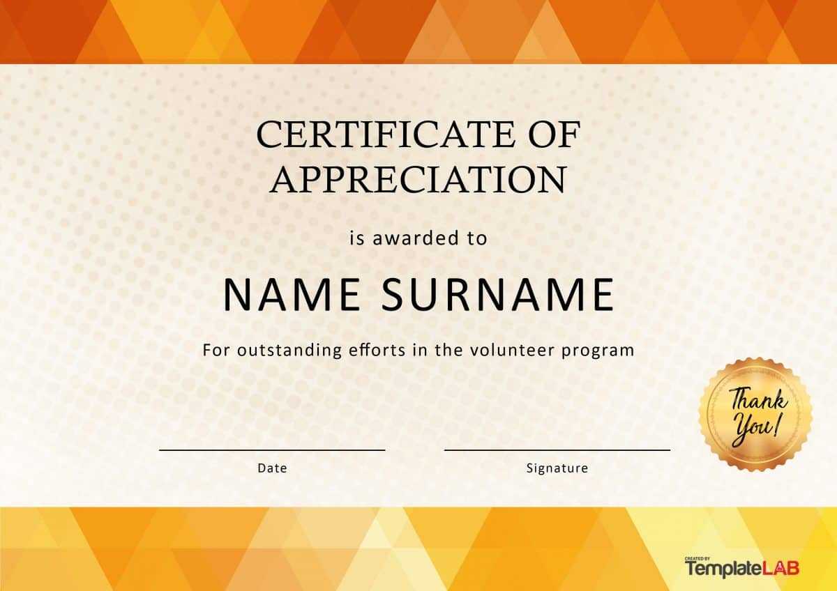 30 Free Certificate Of Appreciation Templates And Letters For Volunteer Of The Year Certificate Template