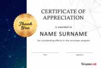 30 Free Certificate Of Appreciation Templates And Letters pertaining to Volunteer Certificate Templates