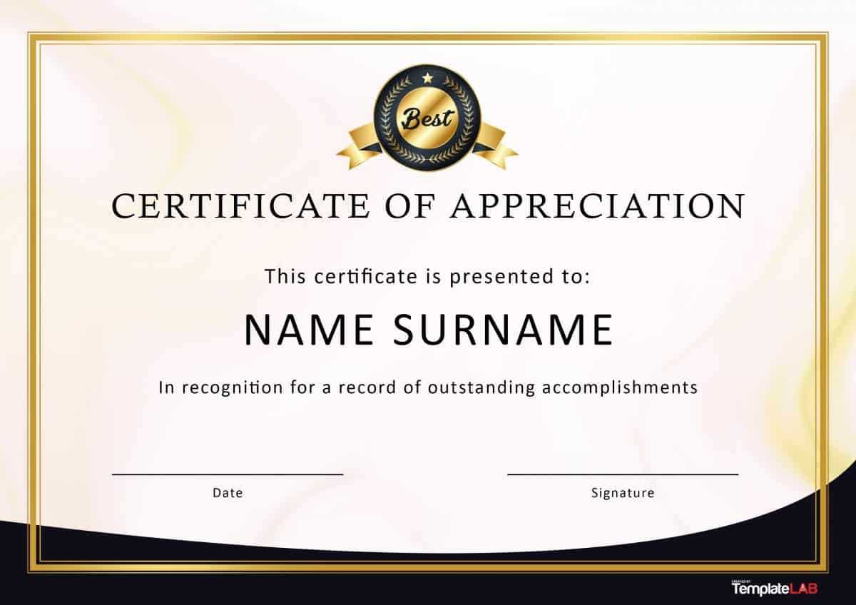 30 Free Certificate Of Appreciation Templates And Letters Throughout Sample Certificate Employment Template