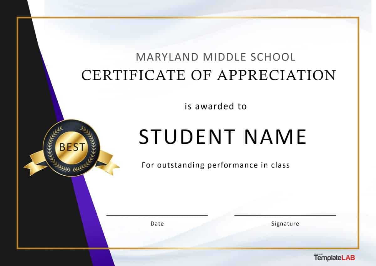 30 Free Certificate Of Appreciation Templates And Letters Within Student Of The Year Award Certificate Templates