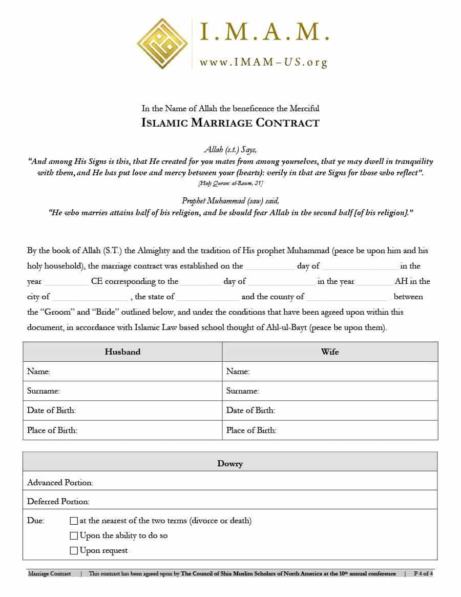 33 Marriage Contract Templates [Standart, Islamic, Jewish Pertaining To Blank Marriage Certificate Template