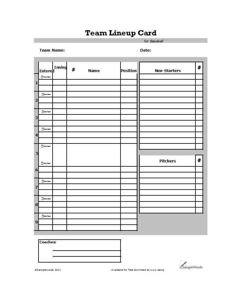 33 Printable Baseball Lineup Templates [Free Download] ᐅ Within Free Baseball Lineup Card Template