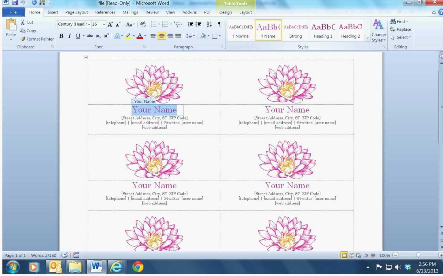 Image 3 for Business Card Template Word 2010