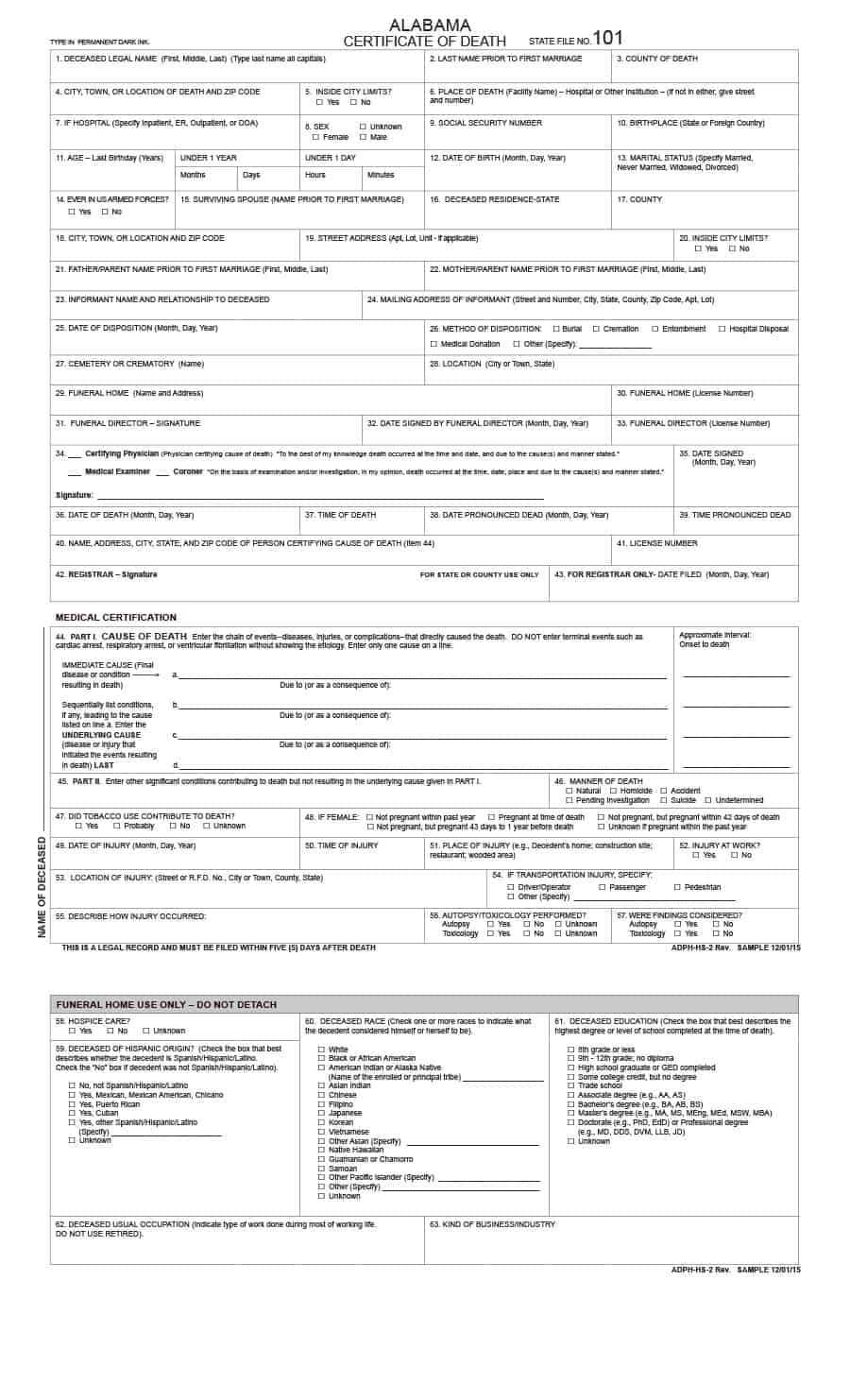 37 Blank Death Certificate Templates [100% Free] ᐅ Template Lab Pertaining To Free Fake Medical Certificate Template