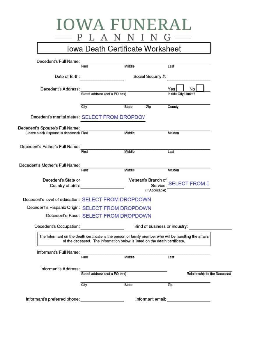 37 Blank Death Certificate Templates [100% Free] ᐅ Template Lab Within Fake Death Certificate Template