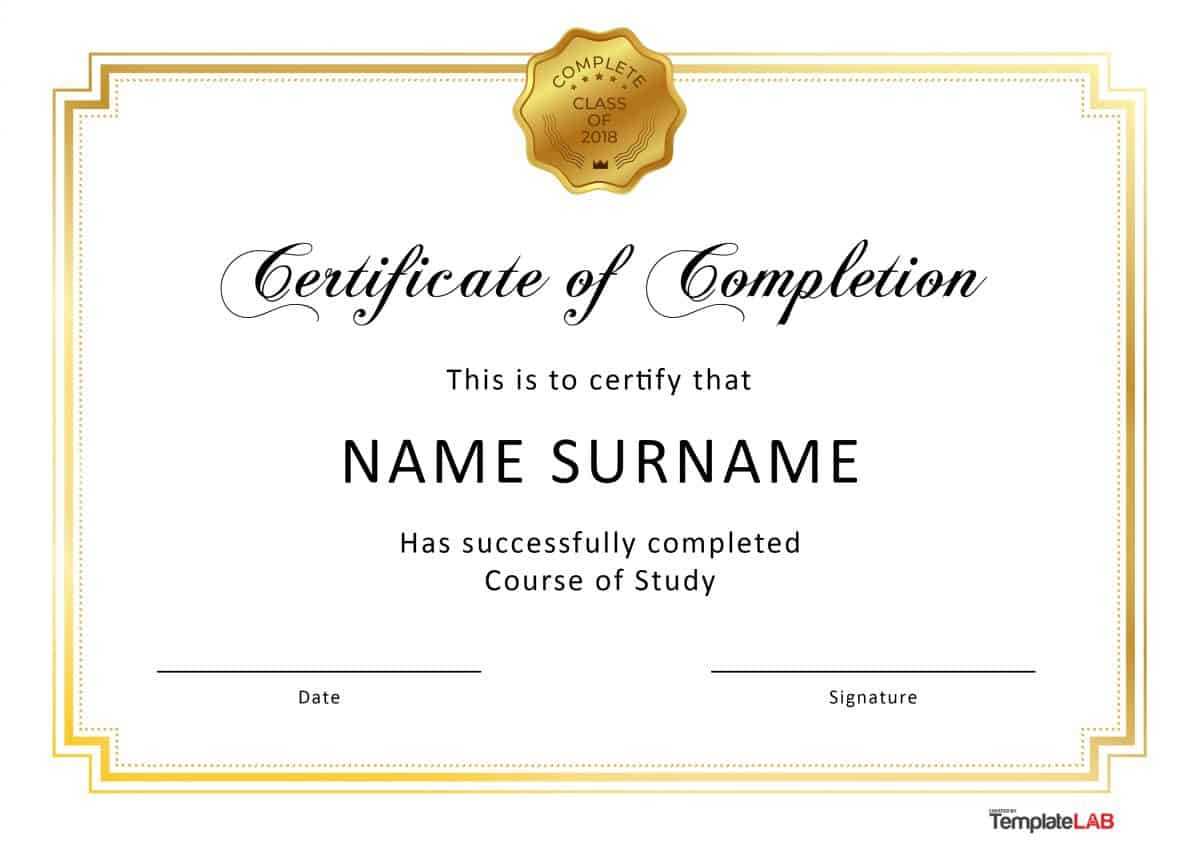 40 Fantastic Certificate Of Completion Templates [Word For Certificate Of Completion Free Template Word