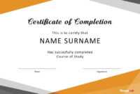 40 Fantastic Certificate Of Completion Templates [Word for Certificate Of Completion Template Free Printable