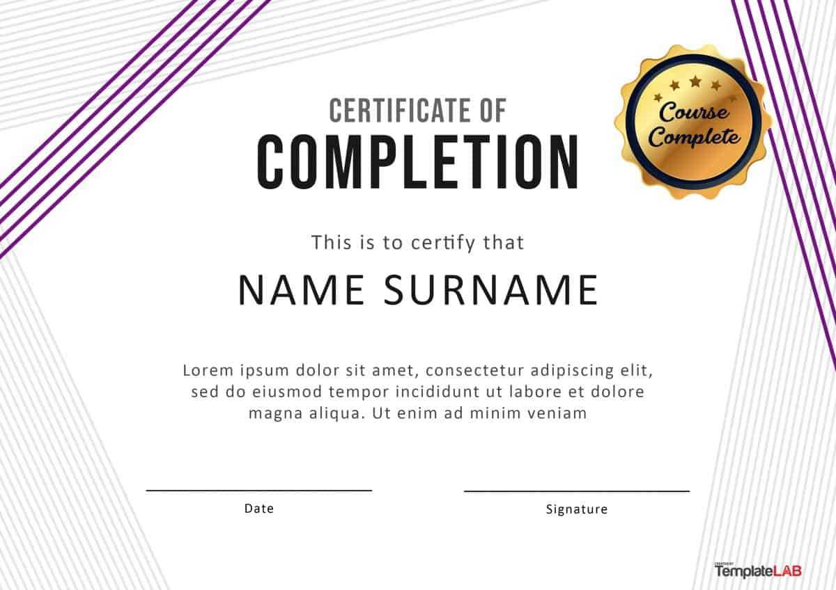 40 Fantastic Certificate Of Completion Templates [Word Throughout Free Certificate Of Completion Template Word