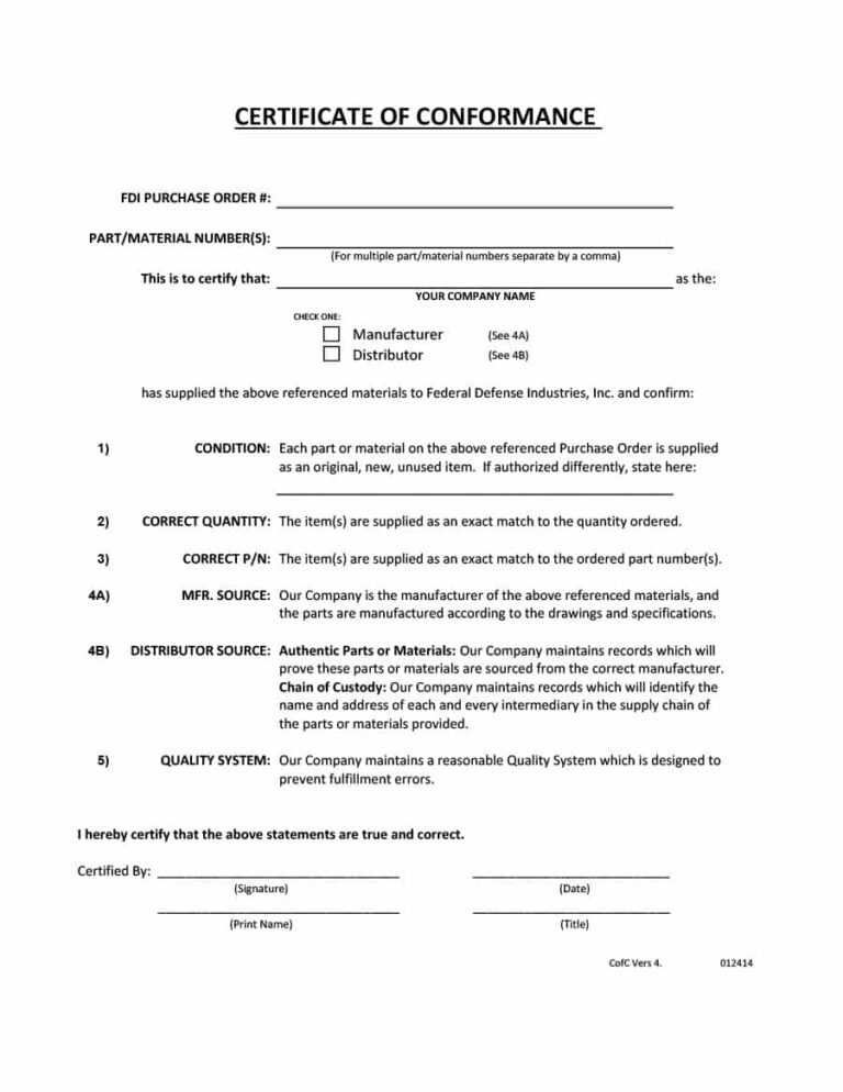 40 Free Certificate Of Conformance Templates And Forms In Certificate Of Manufacture Template 3359