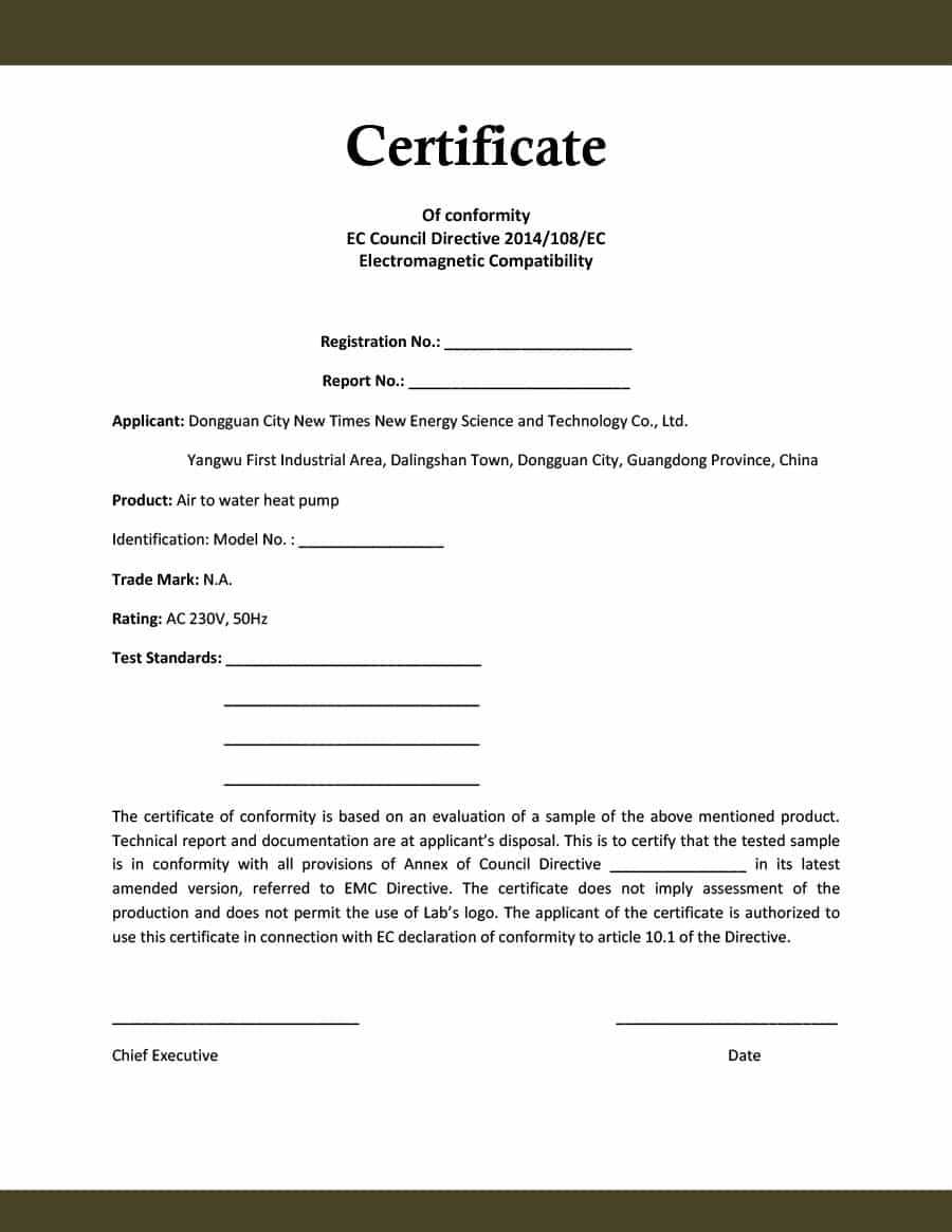 40 Free Certificate Of Conformance Templates & Forms ᐅ Intended For Certificate Of Compliance Template