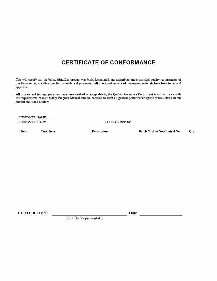 40 Free Certificate Of Conformance Templates & Forms ᐅ With Regard To Certificate Of Vaccination Template