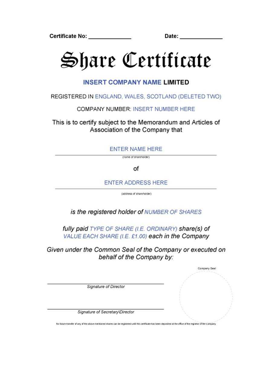 40+ Free Stock Certificate Templates (Word, Pdf) ᐅ Template Lab For Share Certificate Template Australia