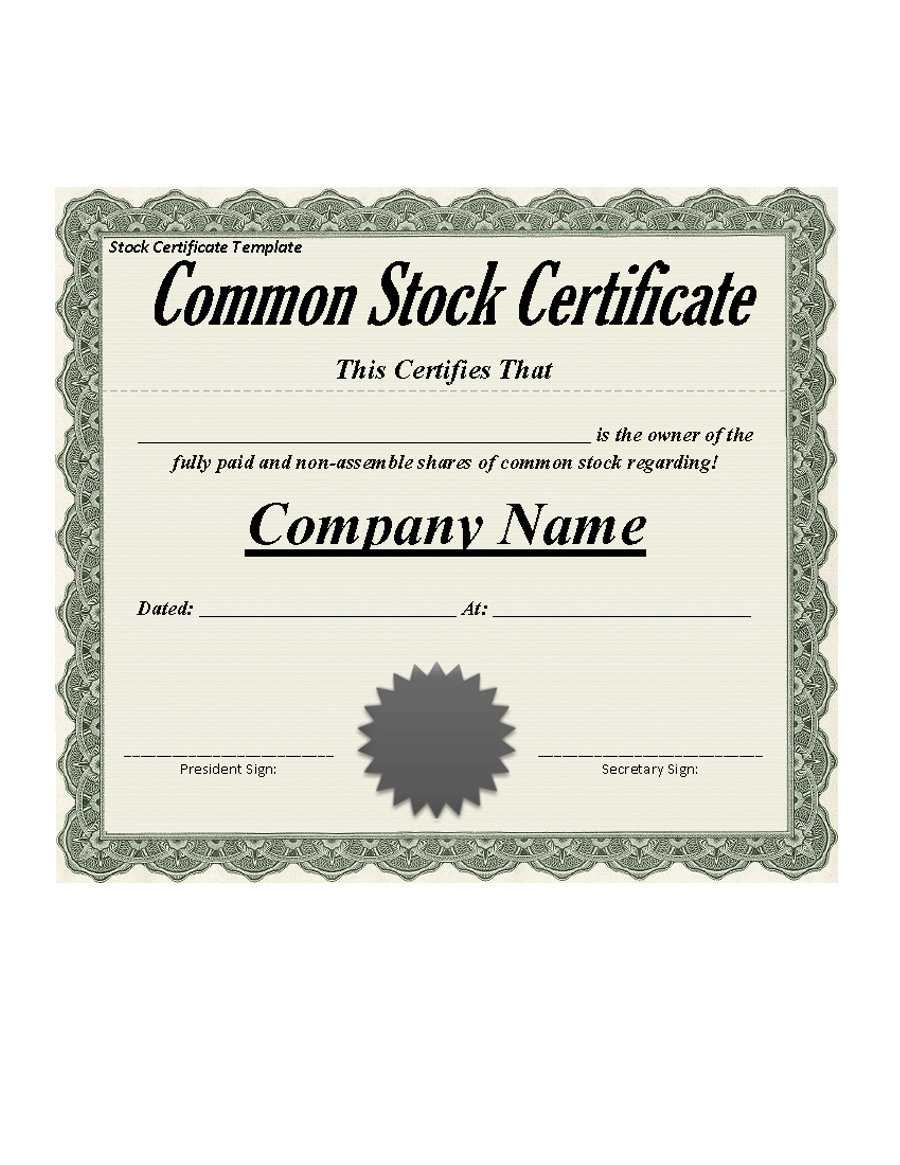 40+ Free Stock Certificate Templates (Word, Pdf) ᐅ Template Lab In Corporate Bond Certificate Template
