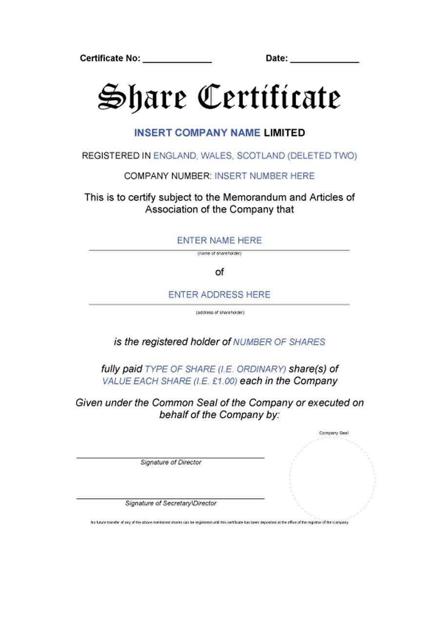 40+ Free Stock Certificate Templates (Word, Pdf) ᐅ Template Lab Inside Blank Share Certificate Template Free