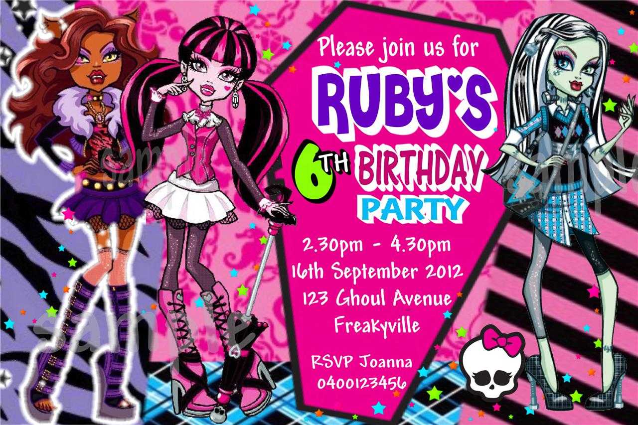 40Th Birthday Ideas: Birthday Invitation Templates Monster High Regarding Monster High Birthday Card Template