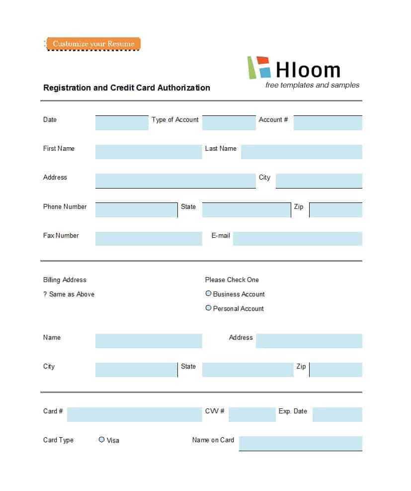 41 Credit Card Authorization Forms Templates {Ready To Use} Regarding Credit Card Template For Kids