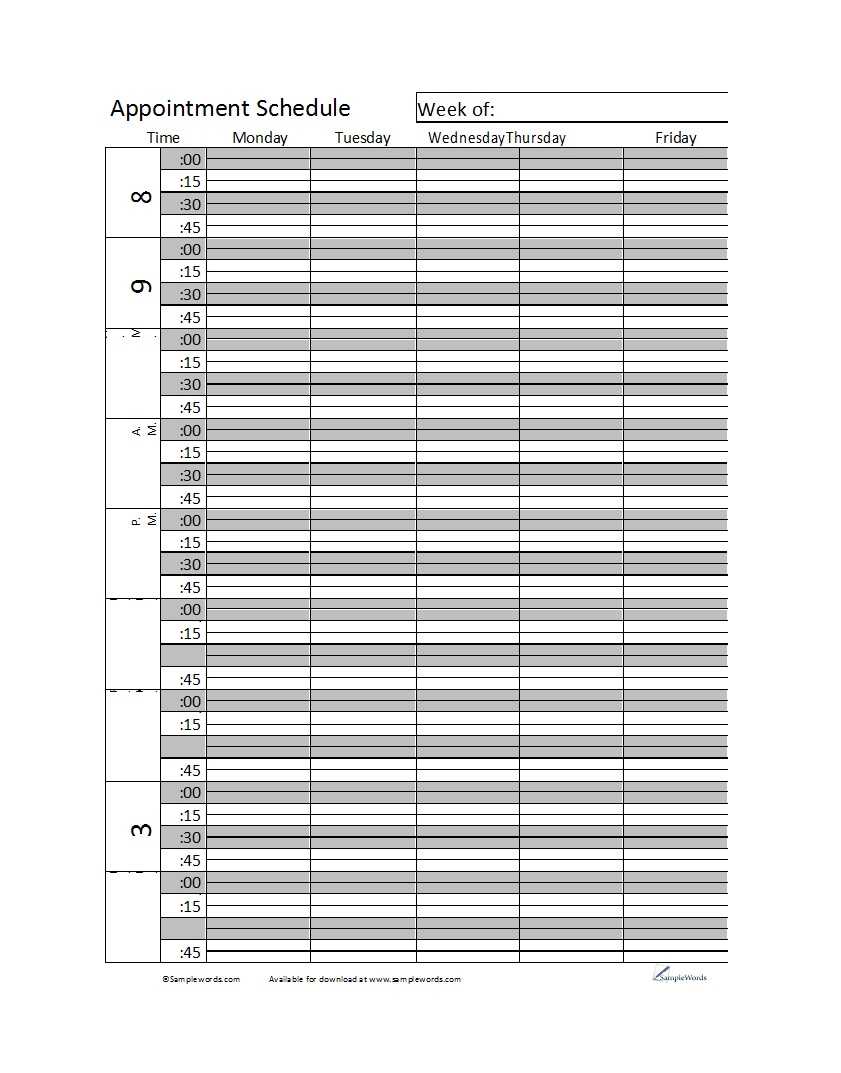 45 Printable Appointment Schedule Templates [& Appointment Inside Chiropractic Travel Card Template