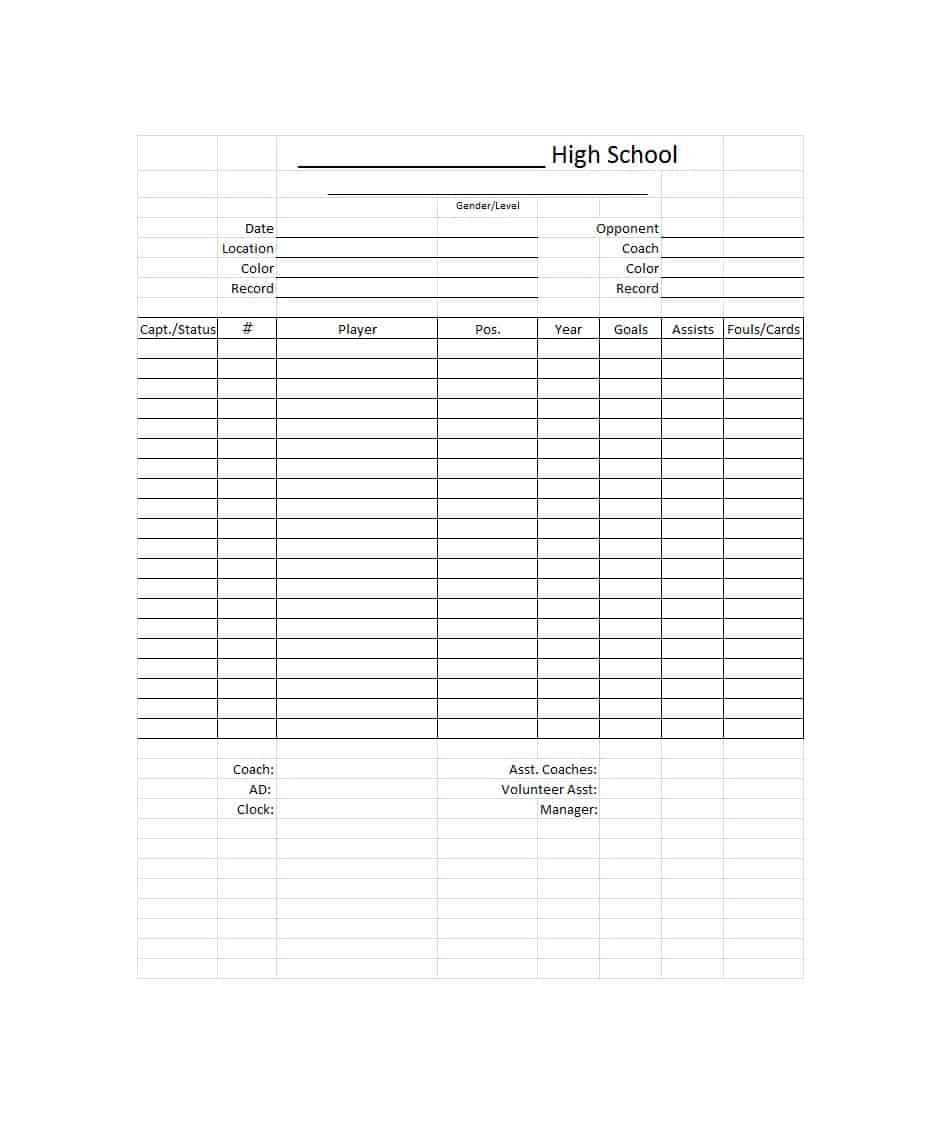 49 Printable Soccer Roster Templates (Soccer Lineup Sheets) ᐅ Pertaining To Soccer Referee Game Card Template