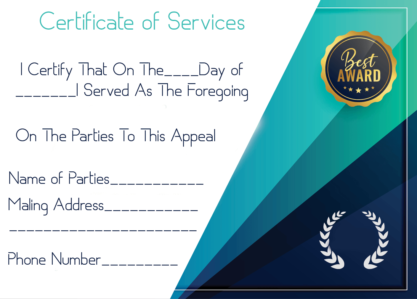 5+ Free Printable Certificate Of Service Templates | How To Wiki In Certificate Of Service Template Free