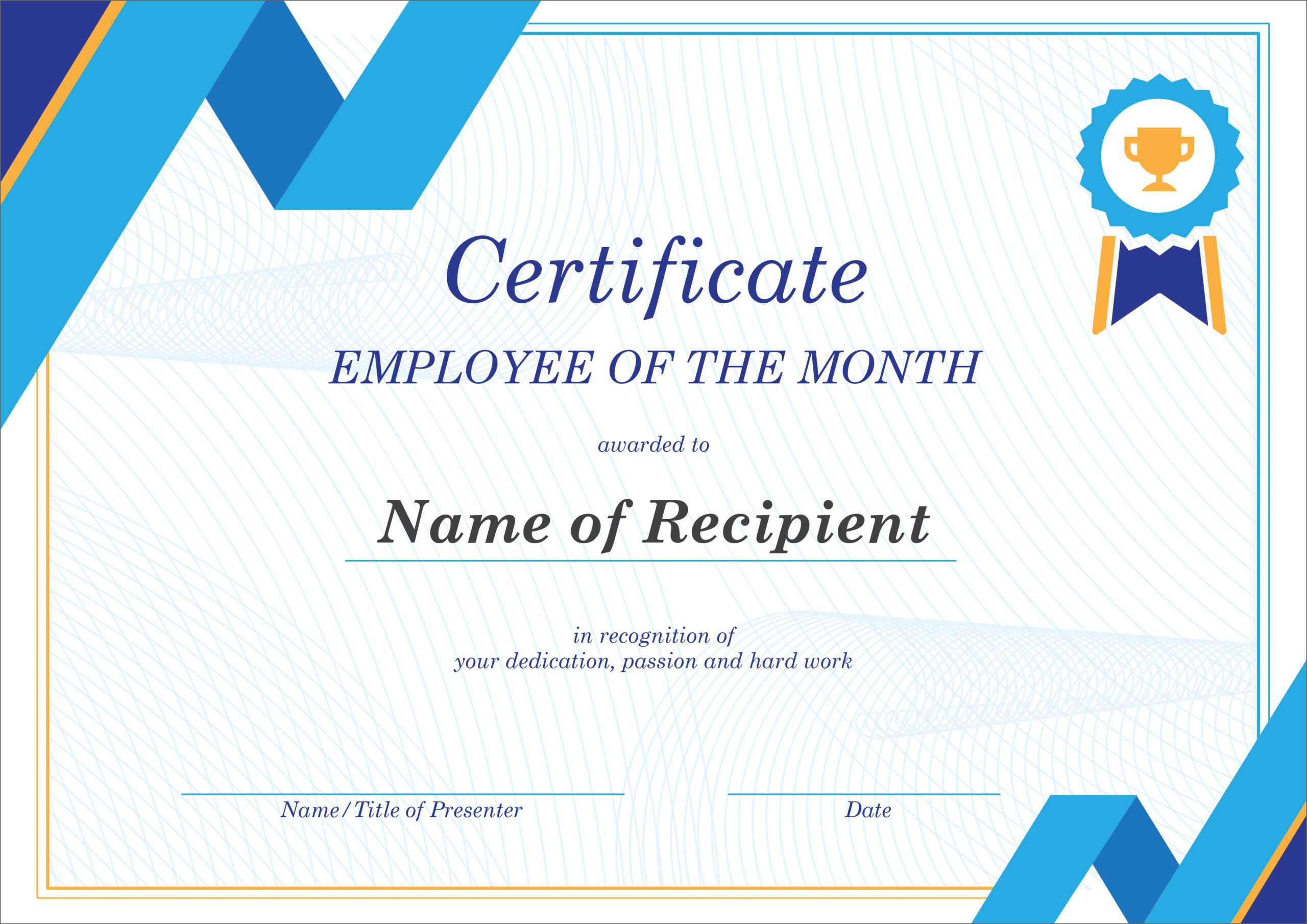 50 Free Creative Blank Certificate Templates In Psd Regarding Employee Of The Year Certificate Template Free