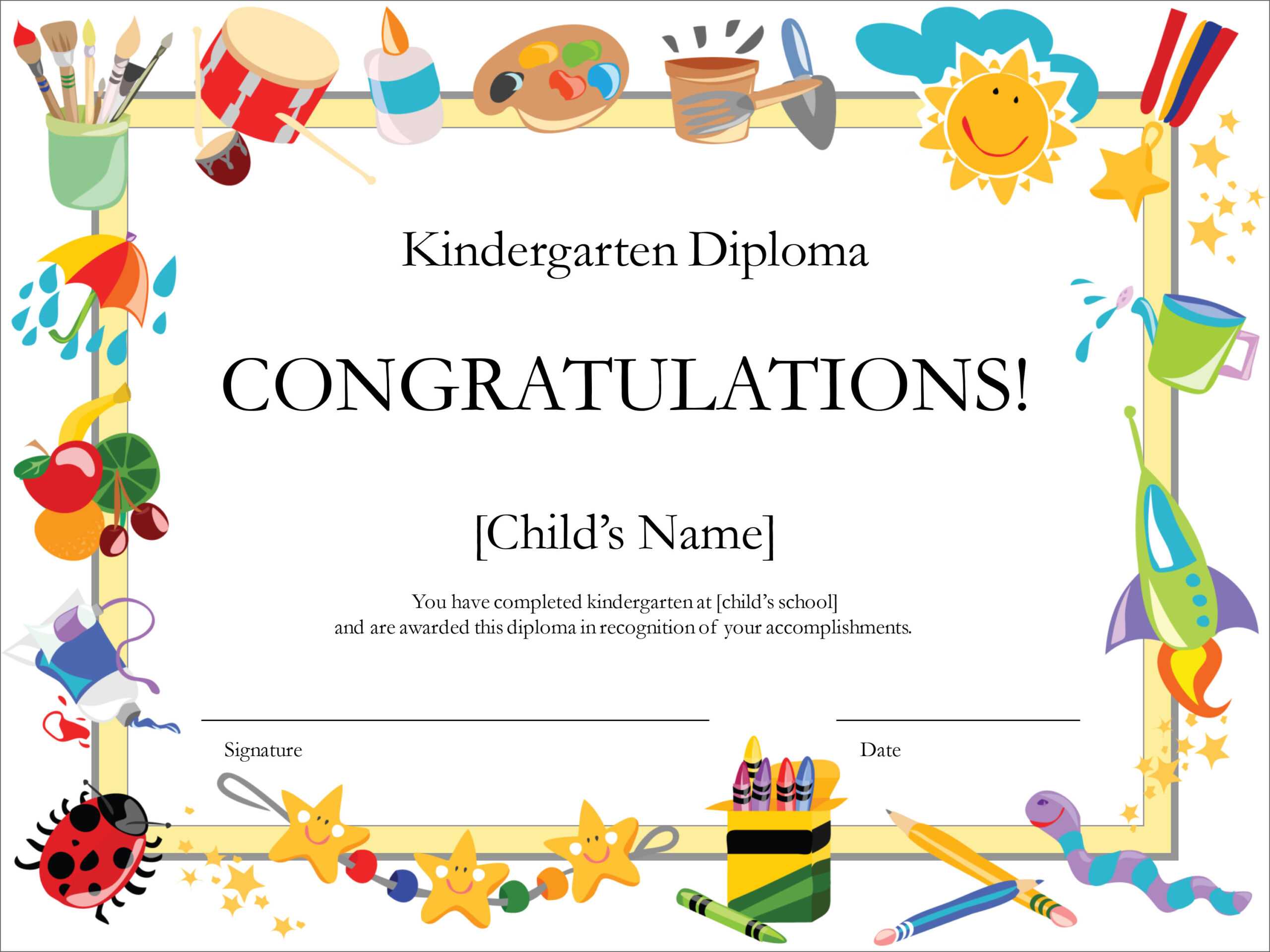 50 Free Creative Blank Certificate Templates In Psd Regarding Free Kids Certificate Templates