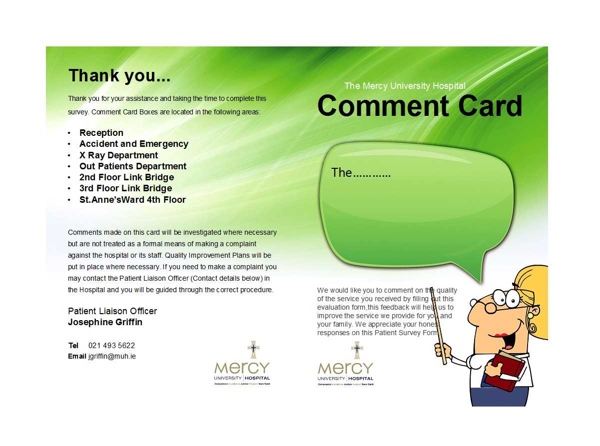 50 Printable Comment Card & Feedback Form Templates ᐅ Inside Survey Card Template