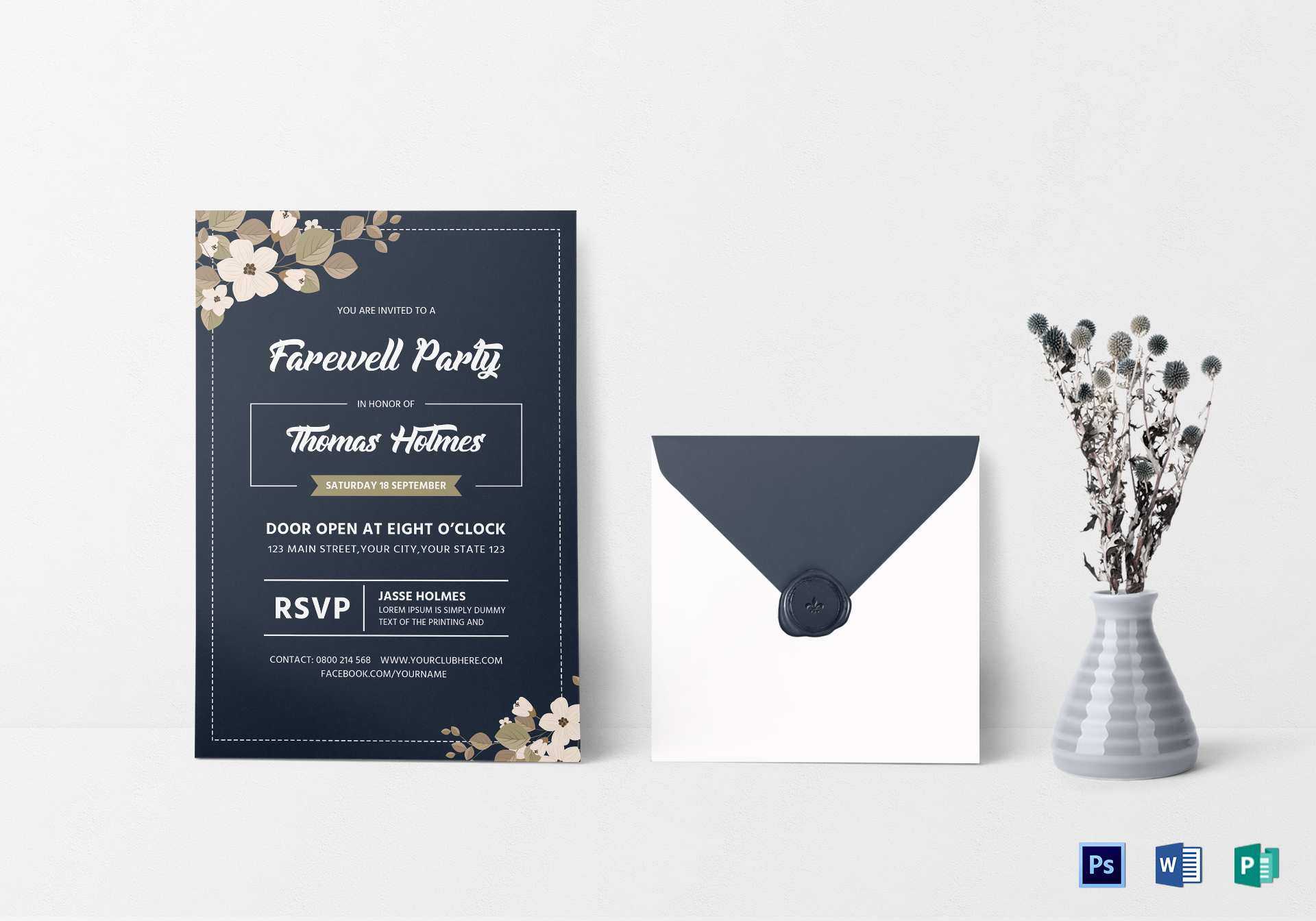 55 Adding Example Invitation Card Farewell Party Psd File For Farewell Invitation Card Template