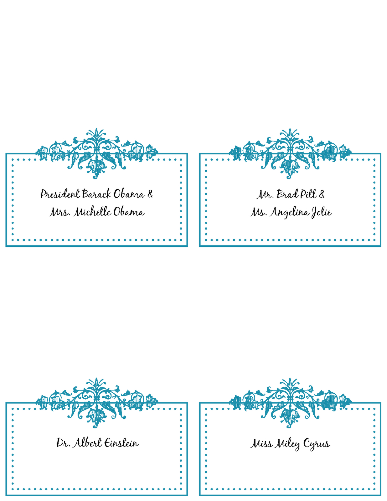 6 Best Images Of Free Printable Wedding Place Cards - Free In Wedding Place Card Template Free Word