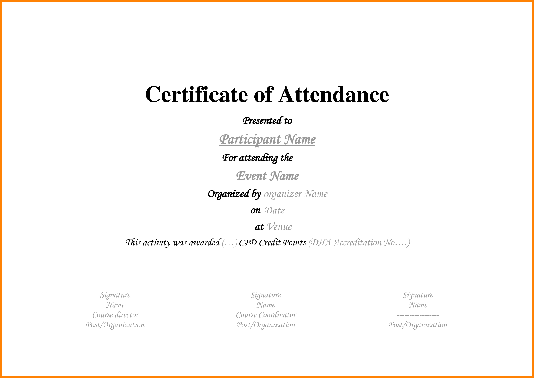 6+ Certificate Of Attendance Template | Memo Templates Within Attendance Certificate Template Word