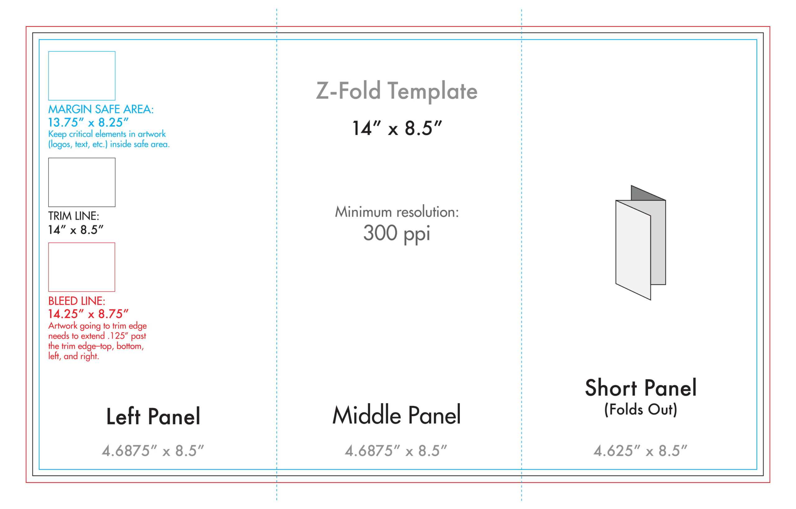 8.5" X 14" Z Fold Brochure Template - U.s. Press Regarding Brochure Folding Templates