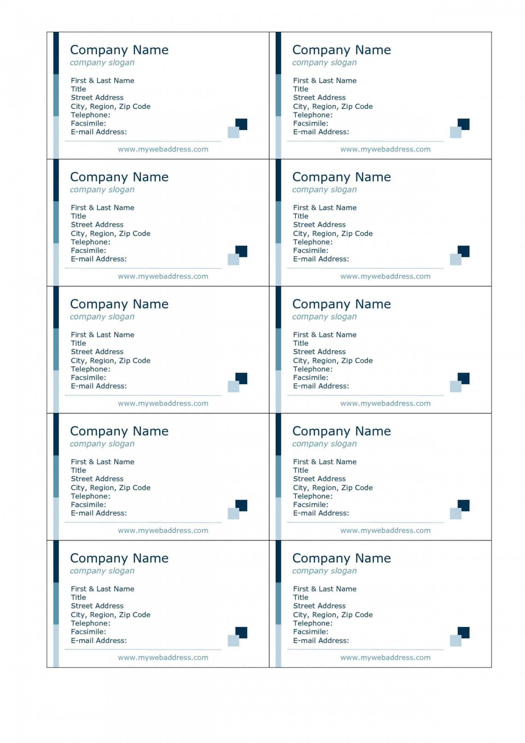 81 Report Avery Business Card Template For Pages For Ms Word Within Ms Word Business Card Template