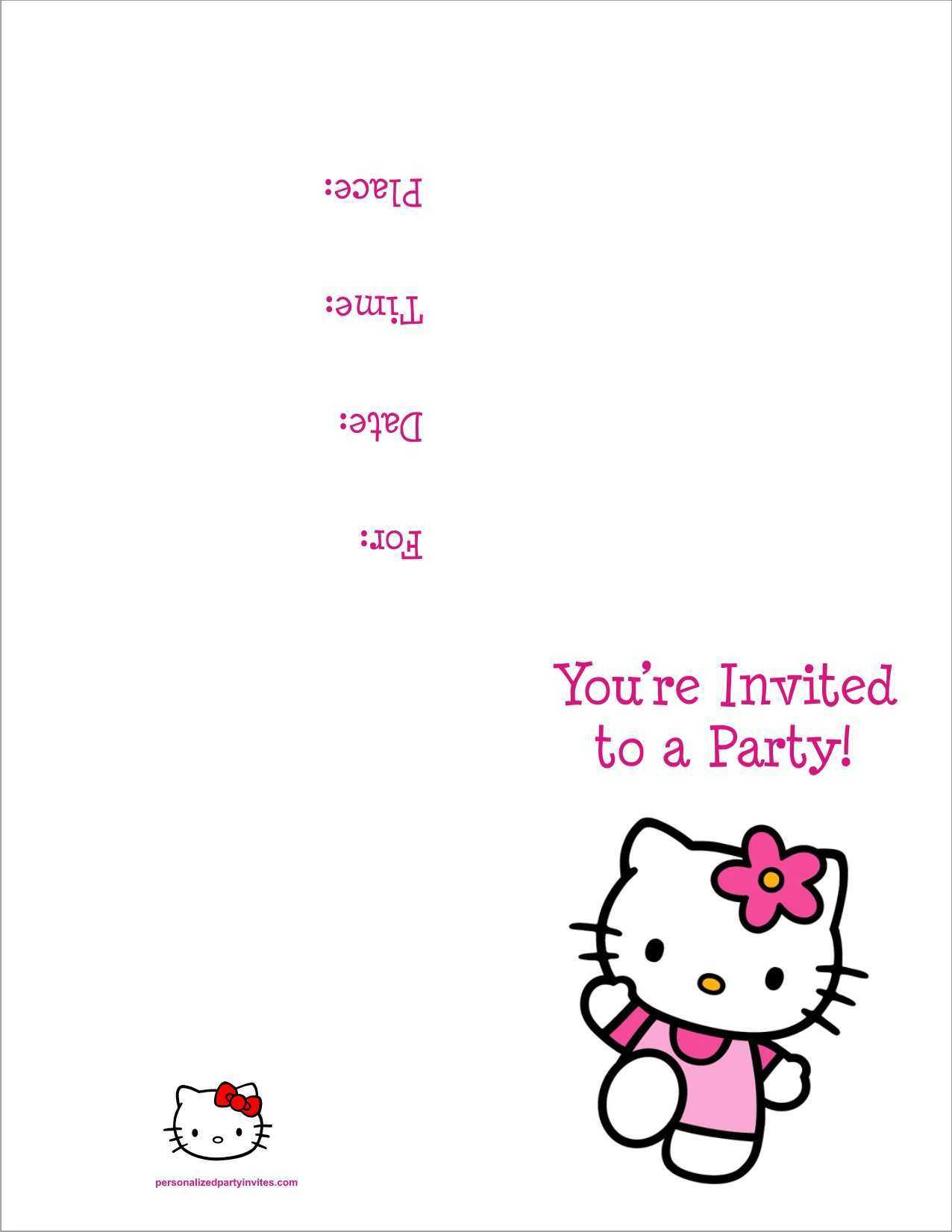 85 Visiting 7Th Birthday Invitation Template Hello Kitty For With Regard To Hello Kitty Birthday Card Template Free