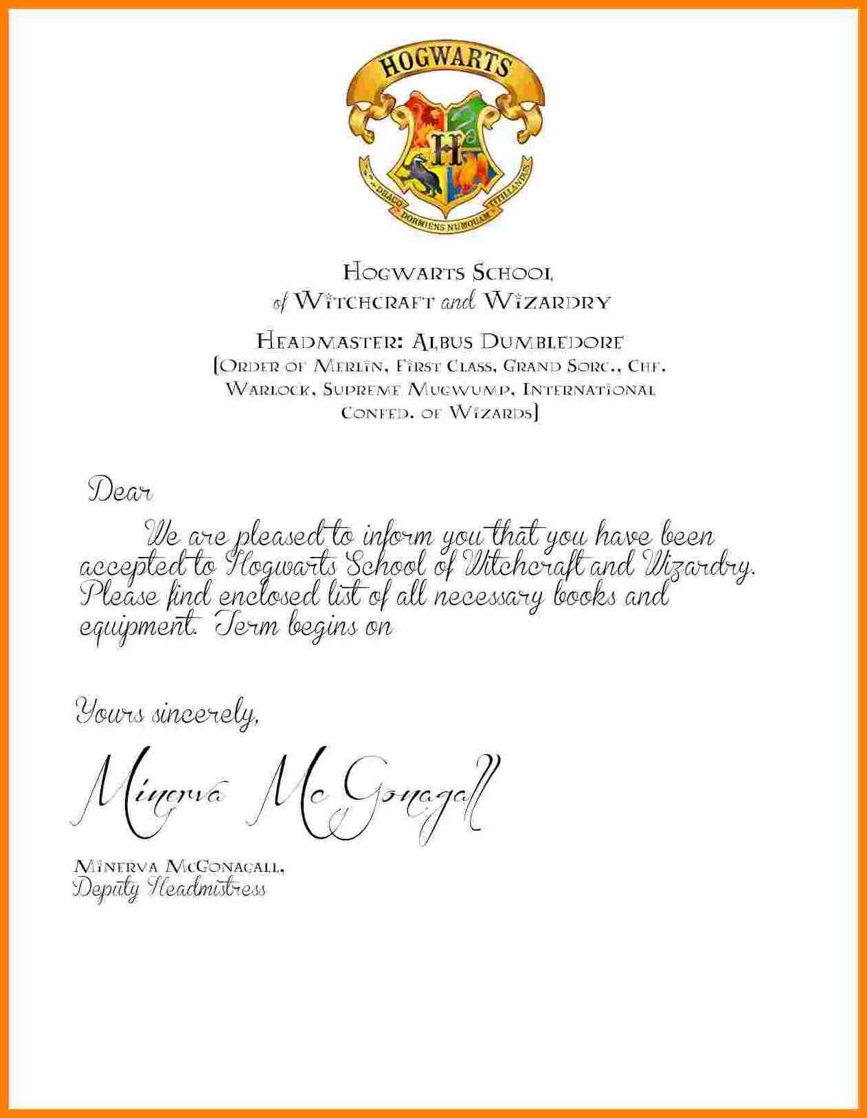 9+ Hogwarts Letter Print Out | Trinity Training With Harry Potter Certificate Template